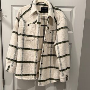 All Saints Cream and Green Checkered Shirt